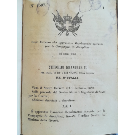 Collezione Regi decreti 1868. (Originali).